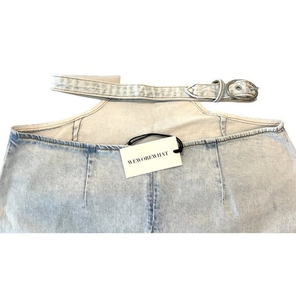 WeWoreWhat Women's Super Light Denim Crop Top and Cut Out Skirt Blue Size S NWT - Picture 7 of 13